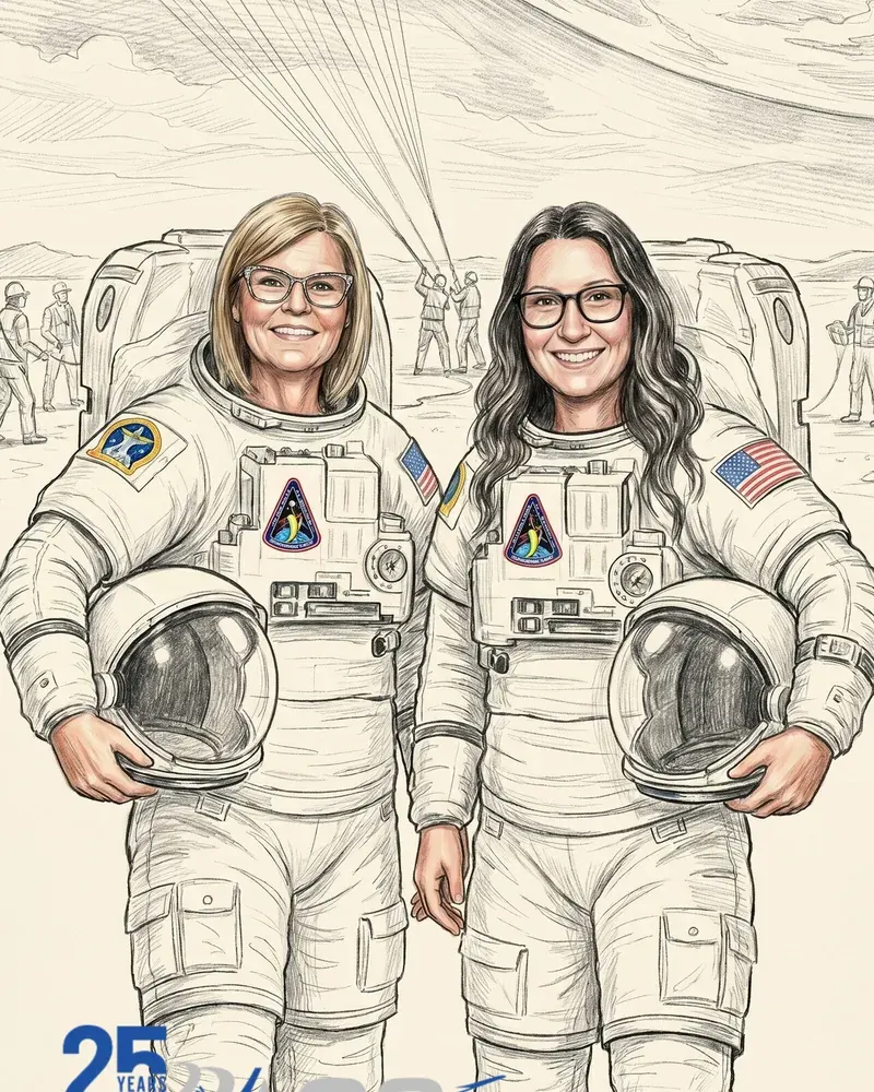 Branded AI Photo Booth concept of guests styled as astronauts for a corporate anniversary activation
