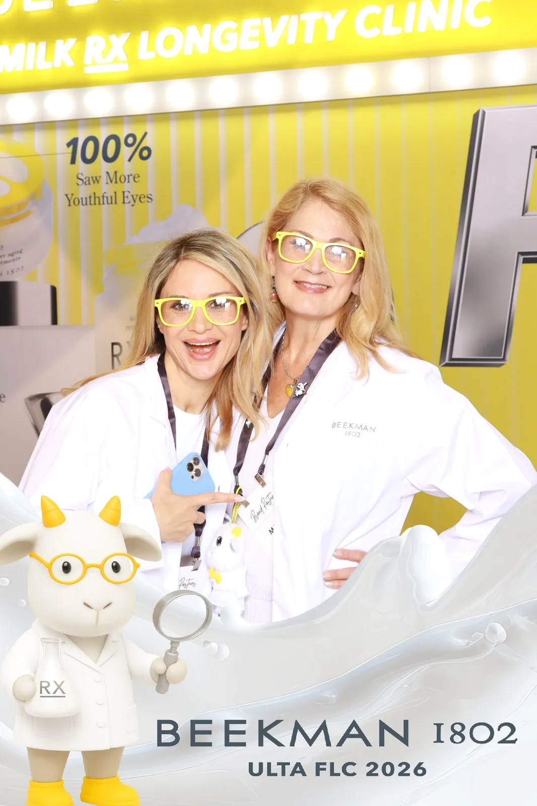 Branded product activation with a custom backdrop and brand mascot at a corporate event in Orlando