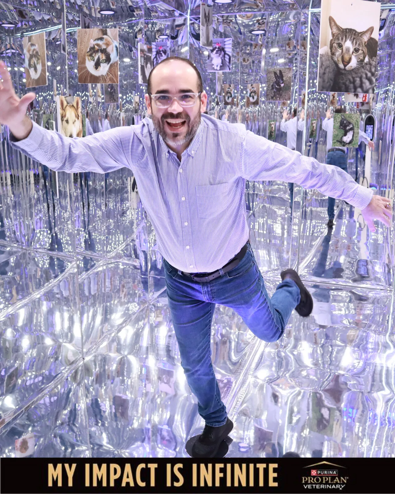 Guest interacting with a branded mirror photo activation at a corporate brand experience
