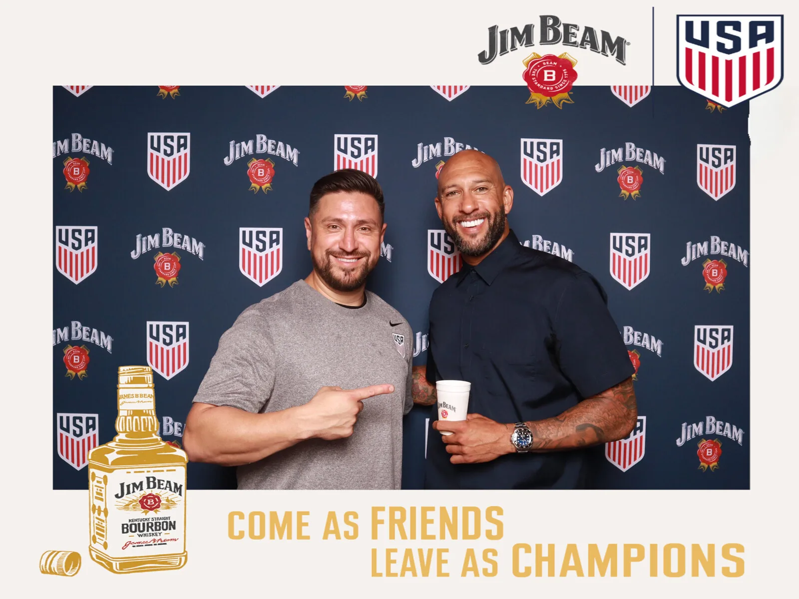 Branded photo booth activation with a custom sponsor step-and-repeat backdrop at a corporate event in Orlando