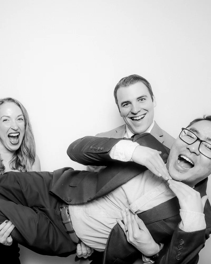 Black and white glam photo booth portrait at an Orlando private party