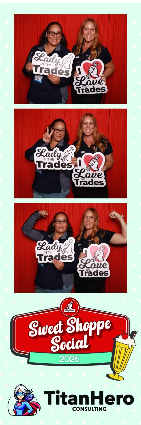 Custom Sweet Shoppe Social photo strip featuring guest portraits and TitanHero Consulting branding