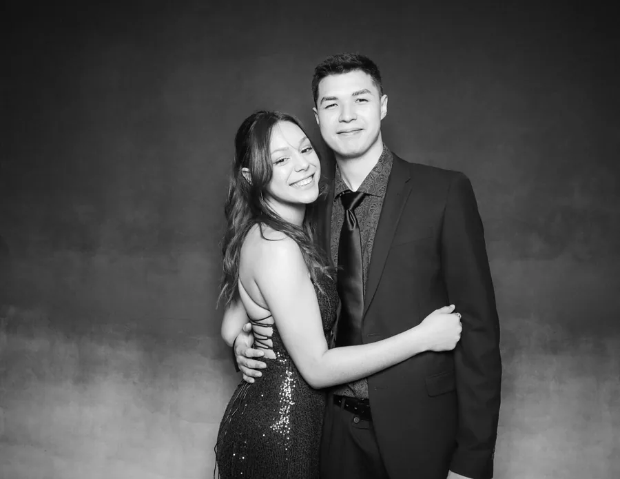 Luxury black and white wedding photo booth portrait of a couple in Orlando