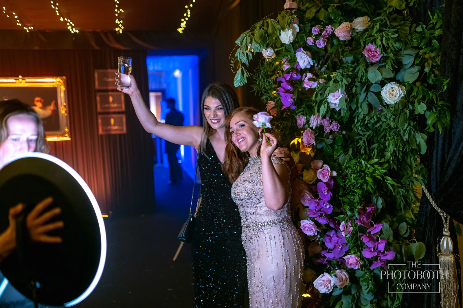 Roaming photo booth capturing guests at a corporate reception brand activation in Orlando