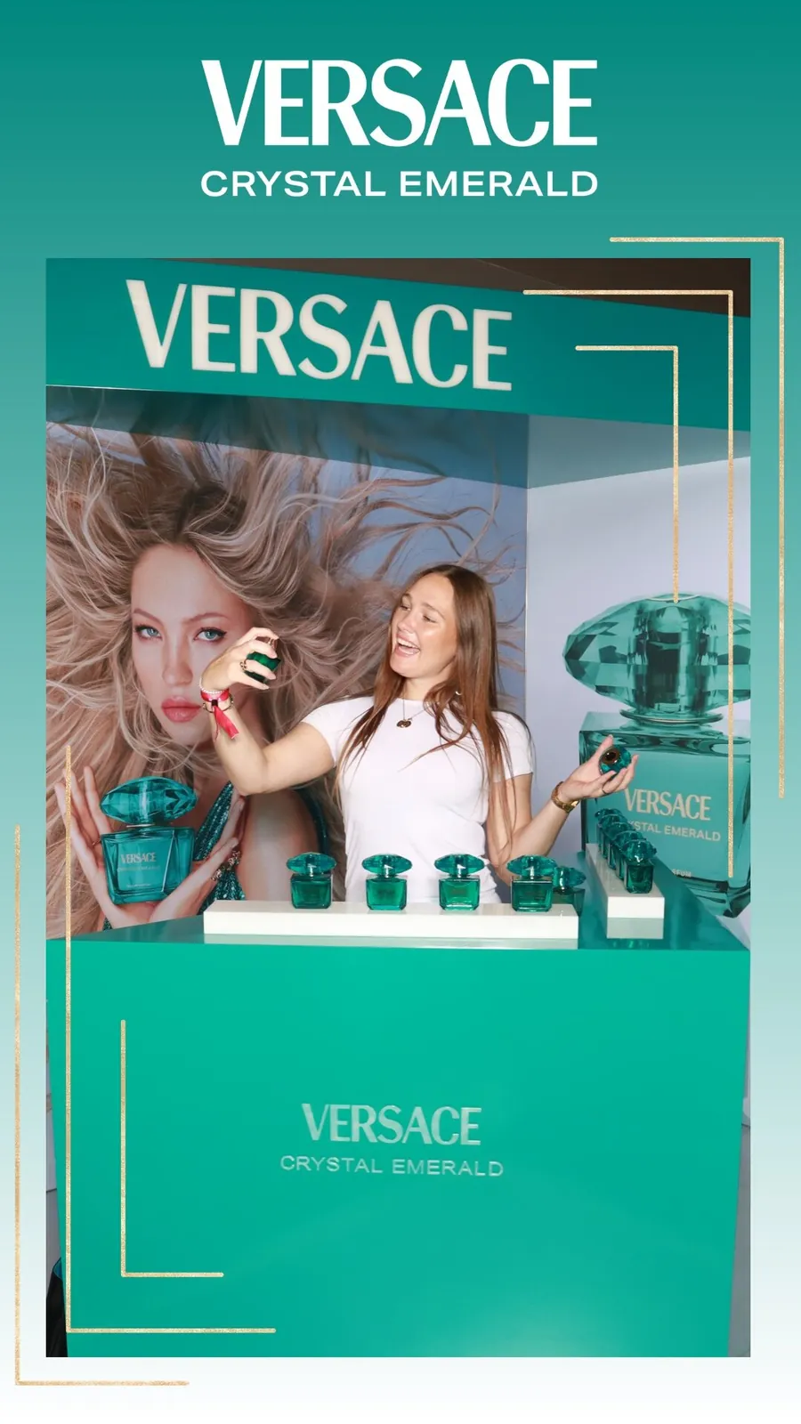 Luxury fragrance brand activation with a custom branded product display at a retail event